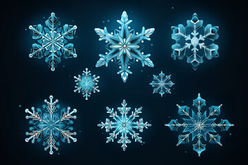3d beautiful glittering snowflakes