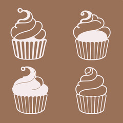 set of cupcake in variousset of cupcake in various style, outline icon style, outline icon