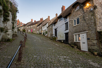 Fototapeta na wymiar View from the bottom of Gold Hill in Shaftesbury