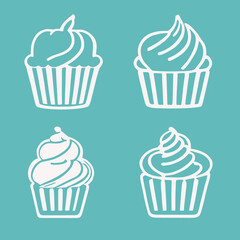 set of cupcake in variousset of cupcake in various style, outline icon style, outline icon