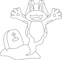 Frog Halloween Grave Animal Vector Graphic Art Illustration