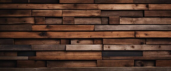 A wall of reclaimed wooden planks, deep and rich hues, textures that whisper tales of time