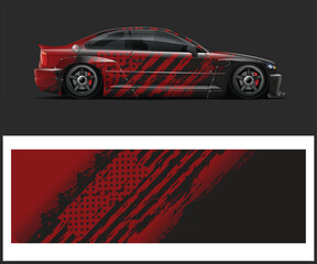 Racing car wrap design vector. Graphic abstract stripe racing background kit designs for wrap vehicle