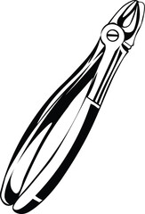 Cartoon Black and White Isolated Illustration Vector Of A Pair of Pliers