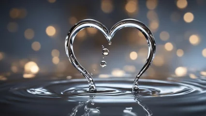 Fotobehang heart shaped water drop  A realistic water drops design, showing the creativity and the beauty of water.   © Jared