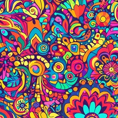 Fototapeta premium AI generated illustration of abstract pattern composed of a variety of shapes, colors and textures