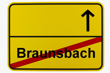 Illustration eines Ortsausgangsschildes von Braunsbach in Baden-Württemberg	