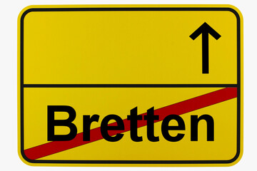 Illustration eines Ortsausgangsschildes von Bretten in Baden-Württemberg	