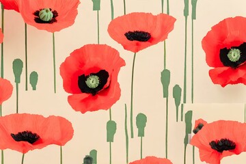  Watercolor poppies background, Watercolor poppy flower background, floral background, Red flower background
