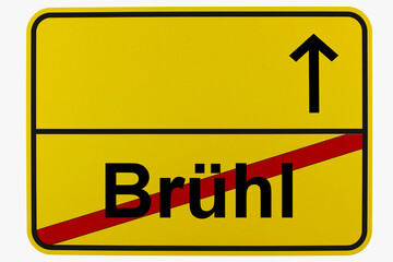 Obraz premium Illustration eines Ortsausgangsschildes von Brühl in Baden-Württemberg 