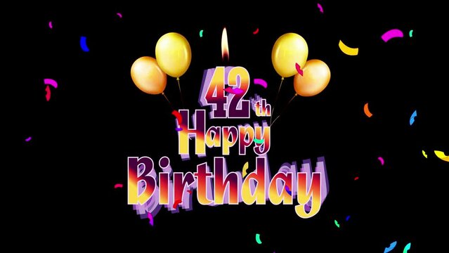 Happy Birthday 42th Celebration Colorfull Fireworks Logo Design Videos