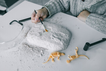 An interesting activity for children: excavating dinosaurs,