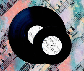 vinyl records as a backdrop for artists