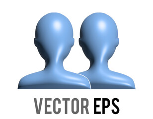 The vector dark blue silhouette heads of two people 3D icon, represent users