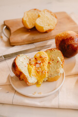 fresh handmade bread with Scrambled egg