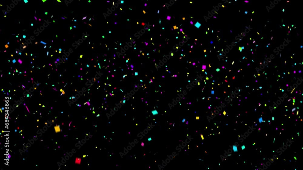 Wall mural confetti explosion. colorful falling festive particles, stripes. transparency is embedded in video. 