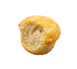 Vanilla Cupcake with a bite out of it on a transparent background  