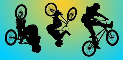 bici, silueta, deporte, ciclismo, ciclista, vector