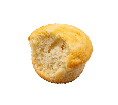 Vanilla Cupcake with a bite out of it on a transparent background  