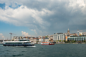 istanbul, turkey - may 5 2023 : Galata Tower in istanbul City of Turkey. View of the Istanbul City of Turkey with bosphorus