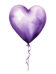 Purple watercolor heart balloon isolated on white background