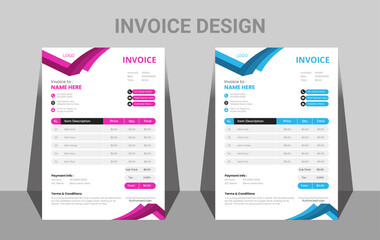 professional invoice & letterhead design template, simple invoice template design, Business invoice form template, professional invoice design template
