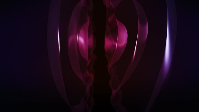 Purple silky liquid waves. Vertical light laces, motion graphics background. An abstract motion graphics loop ideal as a logo or intro backdrop