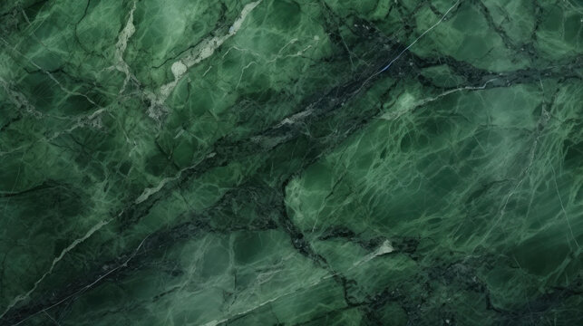 Rich emerald green marble texture with intricate black veins. - Powered by Adobe