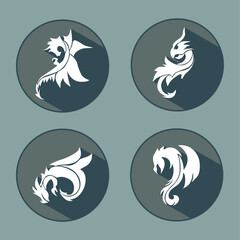 New Year card with 2024 year of the dragon! Chinese horoscope symbol. Dragon logo