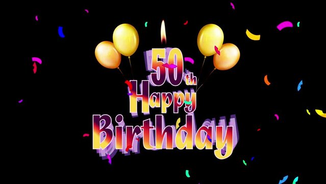 Happy Birthday 50th Celebration Colorfull Fireworks Logo Design Videos