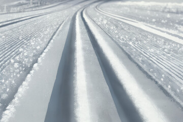 Generated IA.Cross-country ski trail in the middle of winter.