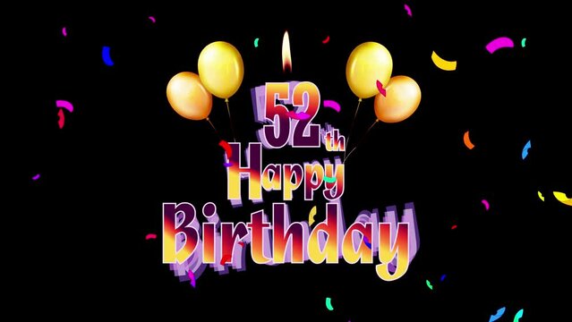 Happy Birthday 52th Celebration Colorfull Fireworks Logo Design Videos