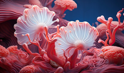 Creative colorful corals closeup underwater.