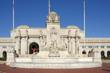 Columbus Fountain also known as Columbus Memorial, public artwork by American sculptor Lorado Taft,...