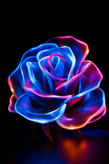 Fototapeta na wymiar Light Painting Rose Isolated on Black Background