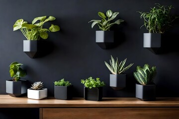 A self-cleaning planter made from advanced nanotech materials against a futuristic chrome background, highlighting its low-maintenance features.