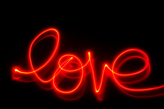 Word love painted with light