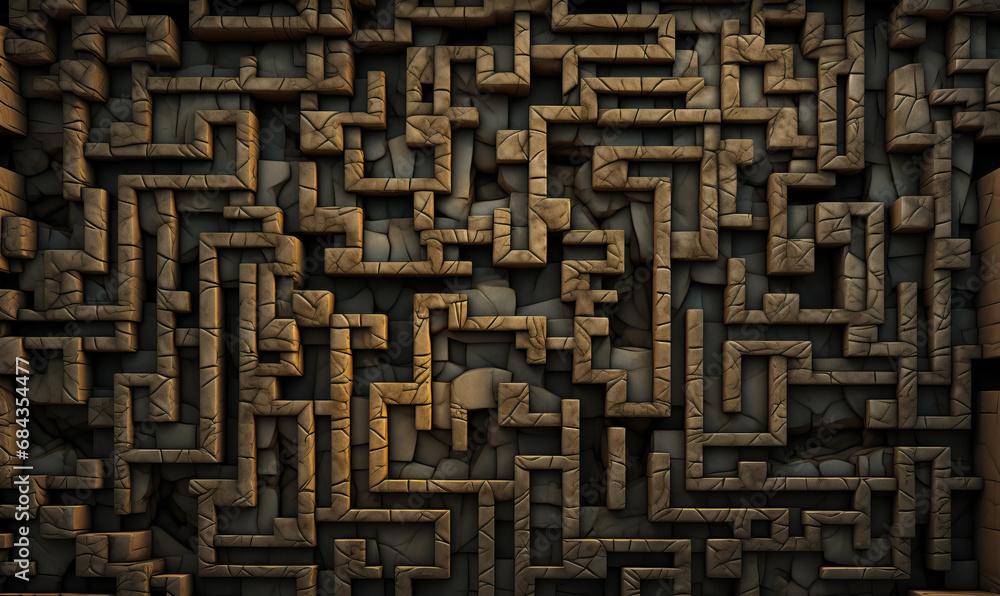 Poster abstract structural background with dark labyrinth.