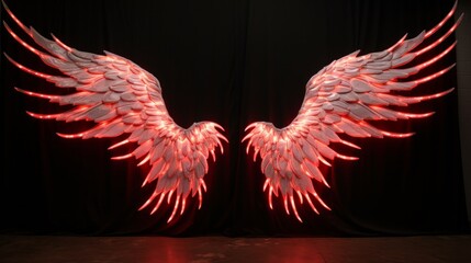 Two large glowing wings in white and red 