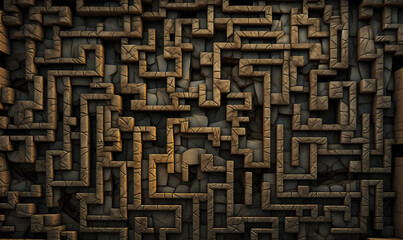 Abstract structural background with dark labyrinth.