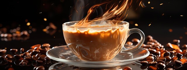 Aromatic coffee splashing