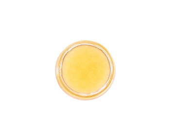 glass bowl with ginger jam isolated on white background.