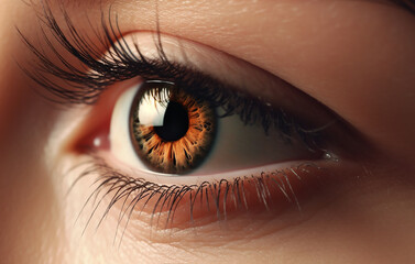 Fototapeta premium Female human eye macro shot. Quality photo