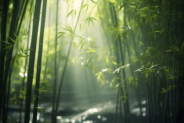 green bamboo forest, generative ai