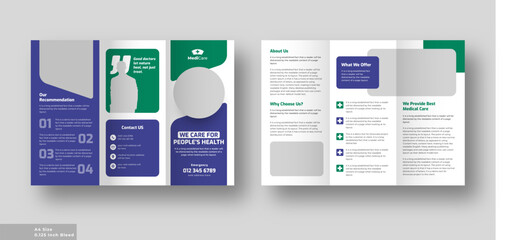 Fototapeta na wymiar Medical health care trifold brochure, Company or business brochure template