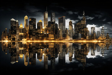 city skyline at night, generative ai
