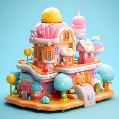 Obraz premium A small town made of candy and sweets.