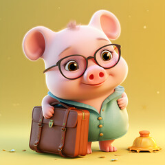 Fototapeta premium Mommy Pig with glasses
