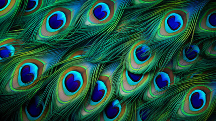 Vibrant Peacock Feathers Close-up