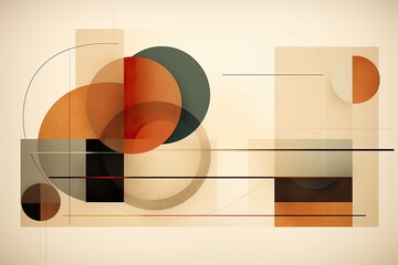An illustration harmonizing circles, geometric shapes, and lines in warm earthy tones, creating a serene composition that echoes the simplicity and beauty of nature's palette